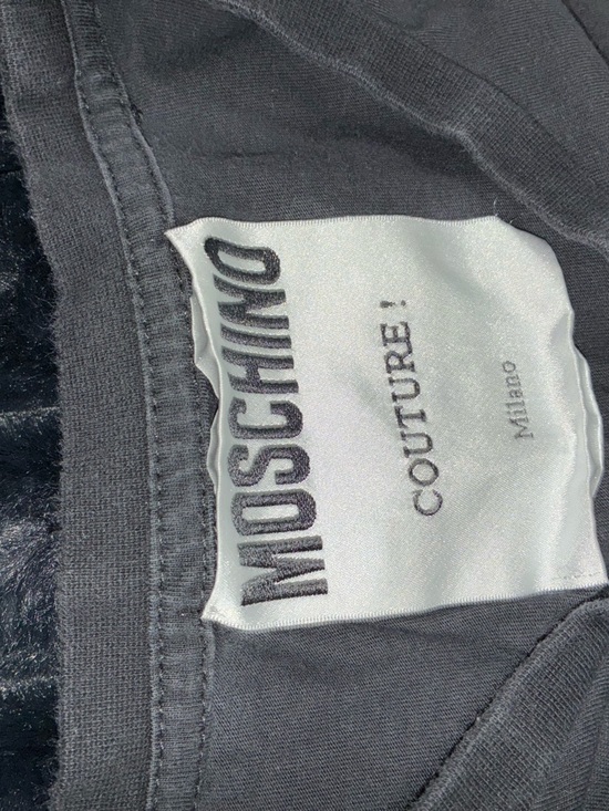 Moschino Tops - Moschino Gray-Black Logo Tee with Couture Tag